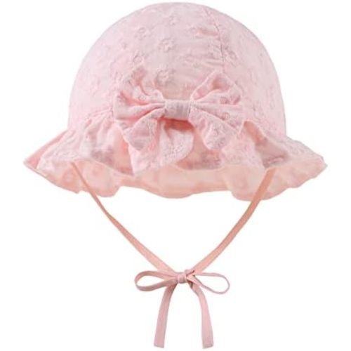 Summer Baby Hats for Girls Cotton Infant Sun Hat Bowknot Toddler Bucket Hats 0-2 Years