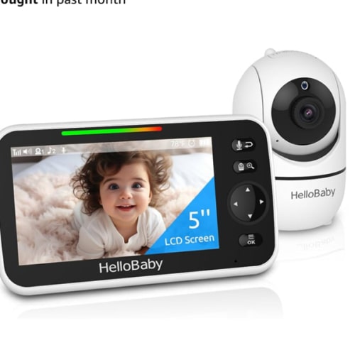 HelloBaby No WiFi Baby Monitor 5" Screen 30-Hour Battery Pan-Tilt-Zoom Video Upgrade with Camera and Audio, Night Vision, VOX, 2-Way Talk, 8 Lullabies and 1000ft Range