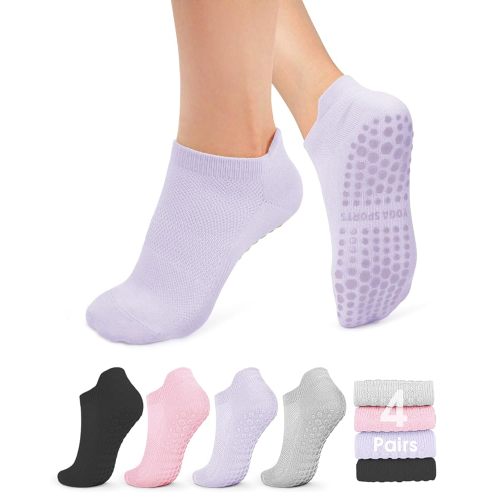 YeuG 4/6 Pairs Pilates Socks for Women - Non Slip Grip Socks for Yoga, Barre, Hospital, Barefoot
