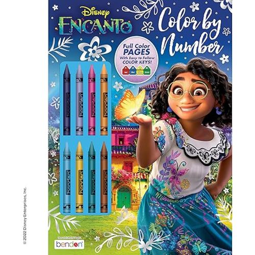 Disney Encanto 32 Page Color by Number Coloring and Activity Book with 8 Crayons Paperback 51726 Bendon