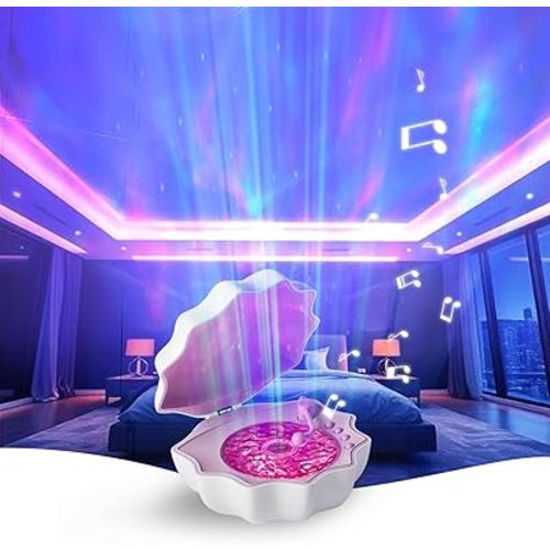 Northern Lights Projector, Night light projector for bedroom Built-in Bluetooth Speaker, White Noise, Shell Night Light for Room Decor/Gift for Kids/Party/Music/Relaxation/Birthday (Purple)