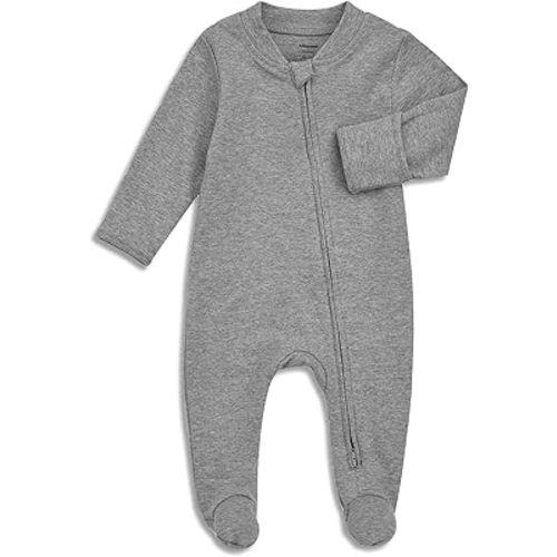 Aablexema Organic Cotton Baby Footie Pajamas with Mittens Newborn Soft Zip Sleeper