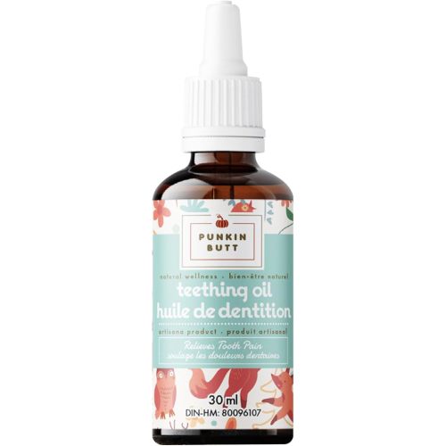 Punkin Butt Teething Oil for Babies, Infused with Chamomilla, Phytolacca & Rheum, Plant-Based Formula, Homeopathic Natural Teething Relief for Babies, 1oz Bottle