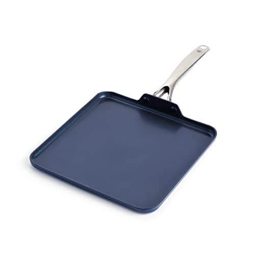 Blue Diamond Cookware 11" Griddle Pan, Diamond Infused Healthy Ceramic Nonstick, PFAS and PFOA-Free, Dishwasher Safe, Oven Safe, Even Heating, Metal Utensil Safe, Warp Control, Blue