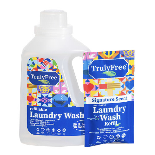 Truly Free Laundry Wash, Signature Scent, Sensitive Skin Natural Detergent, Laundry Supplies for Baby Clothes, Plant-Based, No Harmful Ingredients. (50 Loads)