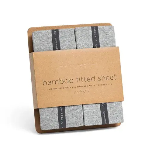 Edwards & Co Carry Cot Fitted Sheets (2Pcs) - Grey Marle | Baby Bunting AU