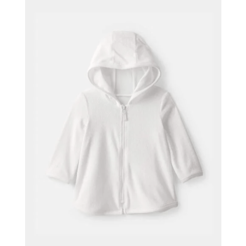 Baby Girl Terry Long-Sleeve Cover Up - White | Carter's