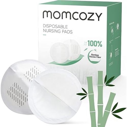 Momcozy Bamboo Fiber Disposable Nursing Pads, 100% Natural Materials and 100% Biodegradable, Skin Contacts Only Most Natural Materials, for Sensitive Skin, Individually Packaged（120 Count）