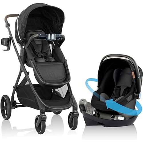 Evenflo Shyft Intuiti+ Travel System featuring Revolve180 LiteMax NXT with SensorySoothe - Dubhan Black
