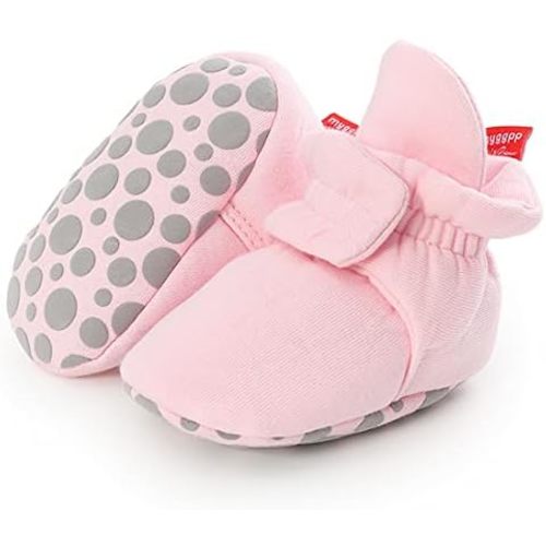 KIDSUN Infant Baby Boy Girl Cozy Fleece Bootie Newborn Stay On Slipper Winter Warm Gripper Non-Slip Crib Shoes