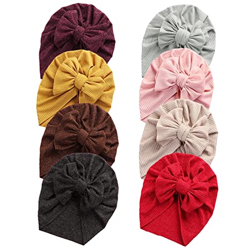 Yili Maizi Baby Turban Newborn Hospital Hat Cotton Toddler Nursery Beanie Headwrap Bohemia Big Hair Bow Knotted Headwrap