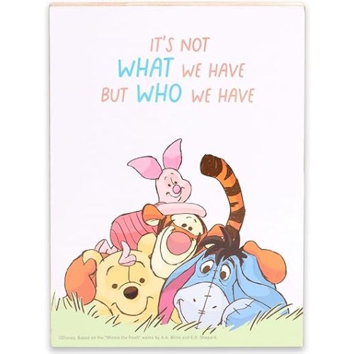 Disney Winnie the Pooh It's Not What We Have But Who We Have Wood Block Decor - Adorable Winnie the Pooh Decoration for Home