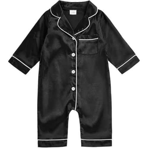 FULA-bao Newborn Baby Boy Girl Silk Pajamas Short Sleeve Button Up Satin Pjs One Piece Romper Onesie Shorts Baby Sleepwears