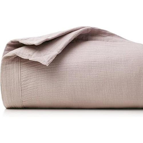 Momcozy Muslin Quilt Blanket, Soft Breathable Natural Cotton Crib Bassinet Blanket, Large 47''x47'' Neutral Boys Girls Nursery Toddler Bed Blanket, Baby Swaddle Receiving Blanket, 4-Layer, Coffee Red