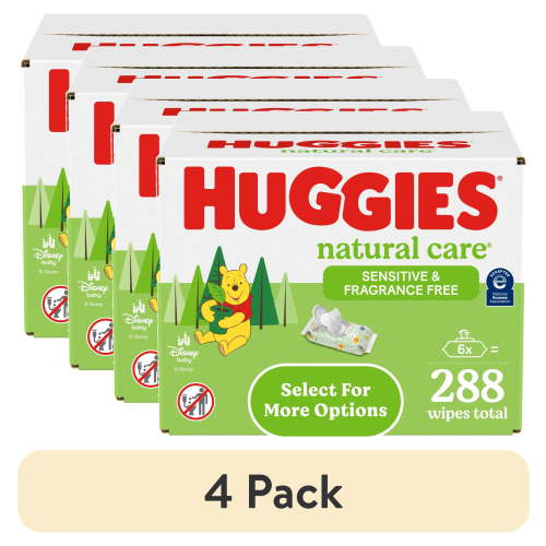(4 pack) Huggies Natural Care Sensitive Baby Wipes, Unscented, 6 Pack, 288 Total Ct (Select for More)