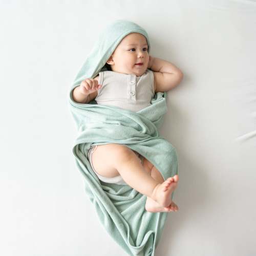 Hooded Infant Bath Towel in Sage | Bamboo Towel | Kyte Baby