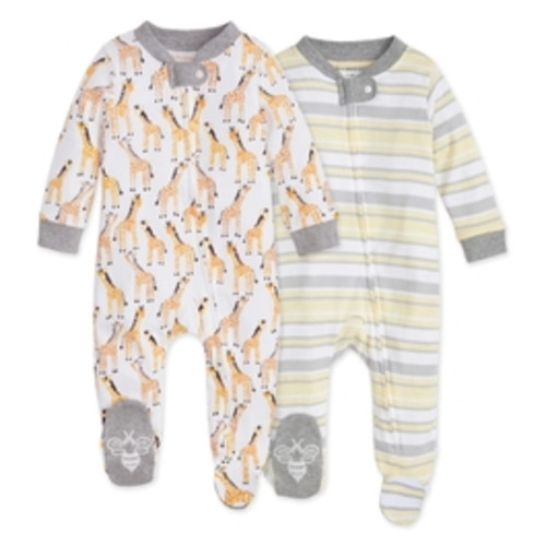 Giraffes Organic Baby Zip Front Loose Fit Footed Pajamas 2 Pack | Burt's Bees Baby®