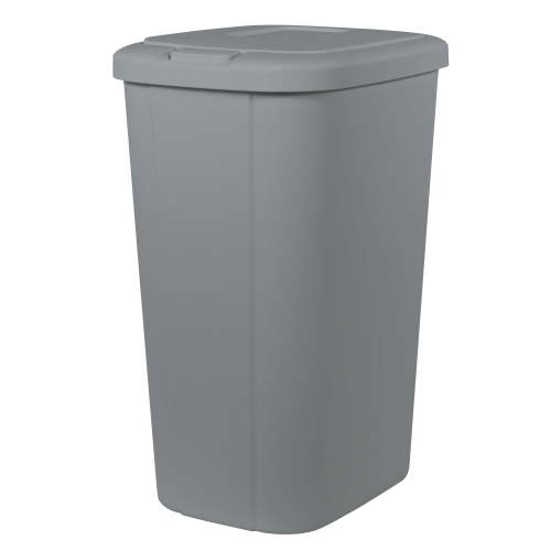 Hefty Kitchen Trash Can, 13 Gallon, Plastic Touch Top Garbage Bin, Grey