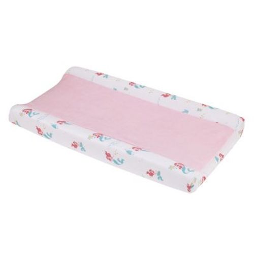 NoJo Disney Ariel Watercolor Wishes Pink, White, and Aqua Super Soft Contoured Changing Pad Cover