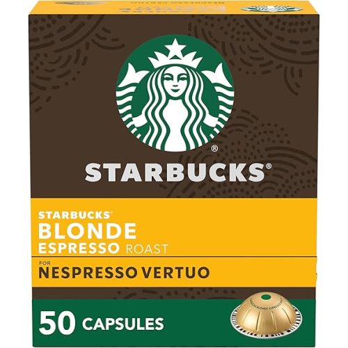 Starbucks by Nespresso Vertuo, Blonde Roast Espresso, 50-count Espresso Pods, Brews, 1.35 oz.