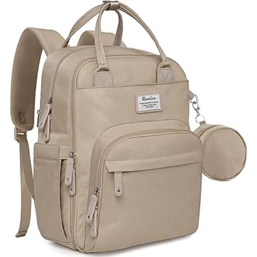 RUVALINO Diaper Bag Backpack-Multifunction Baby Travel Bag with Changing pad, Insulated Bottle Holders & Pacifier Case, Large Capacity, Waterproof, Clay