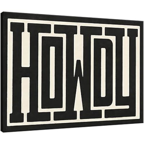 QIYFFBN Framed Funky Big Howdy Canvas Wall Art Western Modern Decor Black and White Southwestern Country Ranch Sign Picture Print Minimalism Trendy Farmhouse Living Room Poster Art(12x16in Framed)