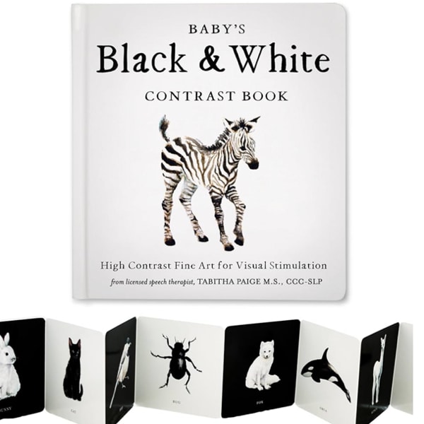 Baby's Black and White Contrast Book: High-Contrast Art for Visual Stimulation at Tummy Time (Tabitha Paige Children's Book Series)