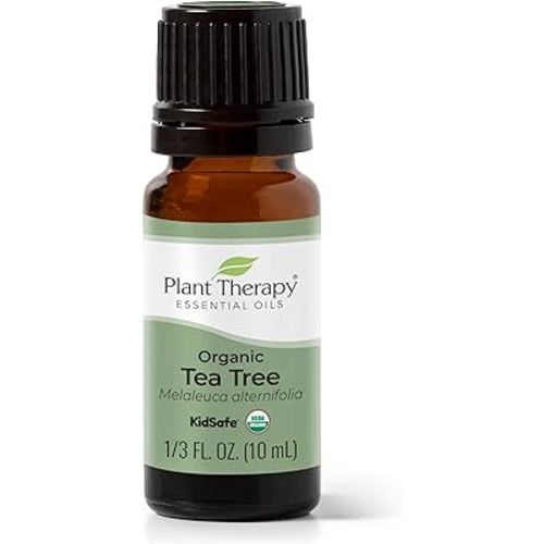 Plant Therapy Organic Tea Tree Oil (Melaleuca) 100% Pure, USDA Certified Organic, Undiluted, Natural Aromatherapy for Skin, Hair, and Toenails, Therapeutic Grade 10 mL (1/3 oz)