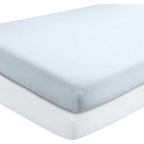 Bare Home 2-Pack Fitted Crib Sheets - Premium 1800 Ultra-Soft Microfiber - Breathable - Baby Sheet - for Boys & Girls - Fits Standard Crib and Toddler Mattresses (Sky Blue/White)