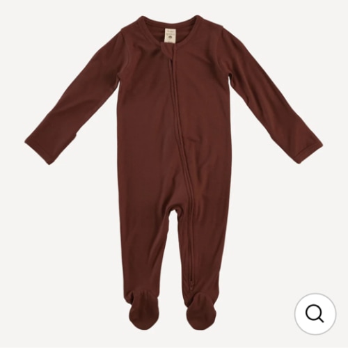 long sleeve two way zipper footie | deep cinnamon | bamboo