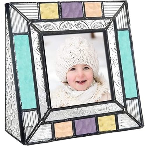 Square Picture Frames Colorful Glass 3x3 Photo Frame Table Top Blue Peach Purple Turquoise Home Decor Family Baby Gift J Devlin Pic 372-33