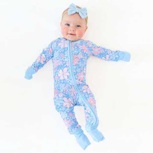 Baby Bamboo Zipper Pajama Romper Spring Petal Party | MIOZING
