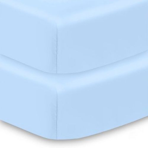 Breathablebaby All-in-one Fitted Sheet & Waterproof Cover, For 52" X 28" Crib Mattress (2-pack), Light Blue