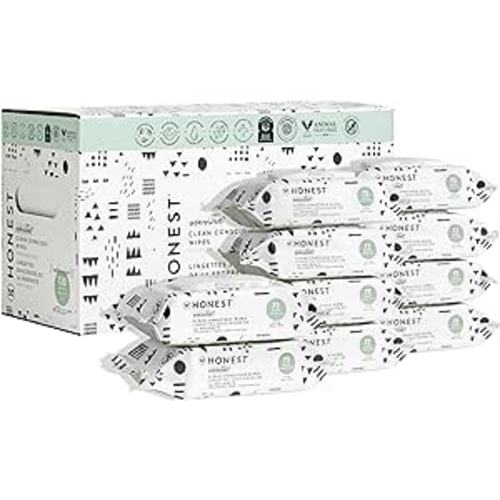 The Honest Company Clean Conscious Unscented Wipes | Over 99% Water, Compostable, Plant-Based, Baby Wipes | Hypoallergenic for Sensitive Skin, EWG Verified | Pattern Play, 720 Count