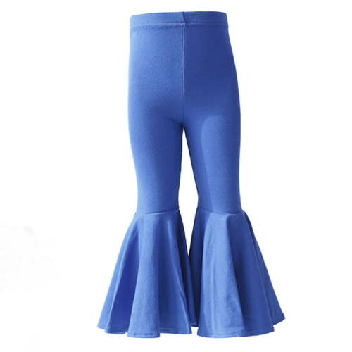 PINQI Children's Girls Fashion Flare Leggings Stretch Cotton Hem Pants Oversized Flare Pants Kids Girls Solid Color Dance Bell Bottoms(Blue-1,3-6 Months)