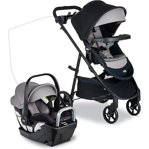 Britax Willow Brook S+ Baby Travel System, Infant Car Seat and Stroller Combo with Alpine Base, ClickTight Technology, SafeWash Insert and Cover, 1 Count, Graphite Onyx