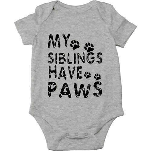 AW Fashions My Siblings Have Paws Baby Bodysuit Cute Newborn Girl Outfits Coming Home Outfit Boy Romper
