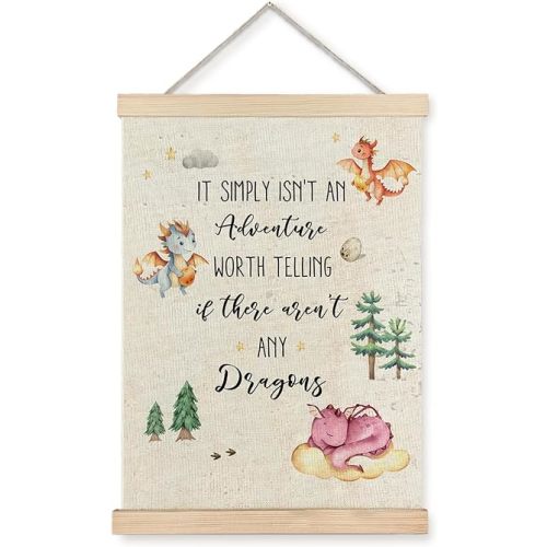 JINYO Dragon Nursery Wall Decor, Kids Room Wall Art Poster, Boys Room Decor, Dragon Canvas Prints Wall Decor for Kids Boys Nursery Toddler Bedroom Playroom, 12x16 Inches