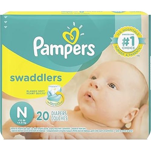 Pampers Swaddlers Diapers Size N 20 Count Pack of 2 (Total of 40 Pampers)