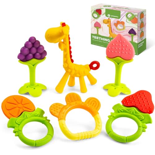 Teethers for Babies 0-6 Months - Newborn Infant Baby Teething Toys - Freezer Safe Silicone Baby Teether - Frozen Teething Toys for Babies 0-6 Months - Baby Teethers Chew Toys 6 Pack -Perfect Baby Gift