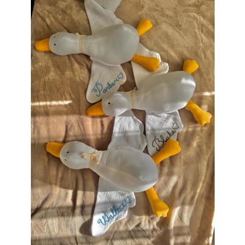 Handmade Goose with Personalized Name on Wing | Muslin Goose Toy | Baby Shower Gift | Goose Lovey | Sleeping Toys for Kids | Organic Duck |