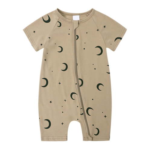 UFOUND Summer Baby Short Sleeve Print Double Zipper Boys Bodysuit Toddler Relaxed Fit Onesie