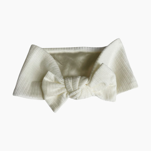 Aarin & Co. Satin Lined Bow Headband - White, 0-6 M