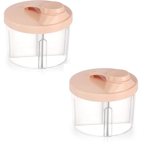 Accmor Baby Formula Dispenser On The Go, Non-Spill Rotating Four-Compartment Formula Container to Go, Milk Powder Kids Snack Container for Infant Toddler Travel Outdoor, Pink, 2 Pack