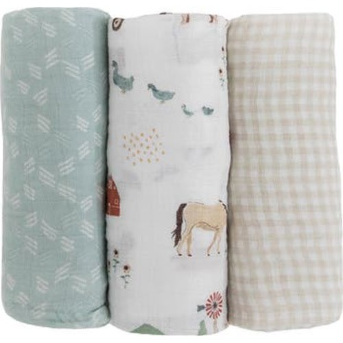 3-Pack Cotton Muslin Swaddle Blankets