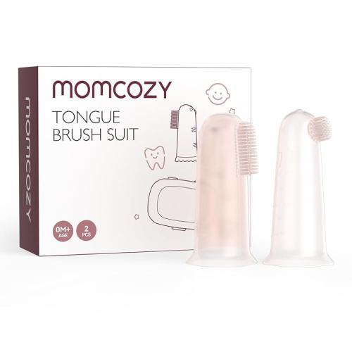 Momcozy Silicone Finger Toothbrush for Baby, Baby Finger Toothbrush for Training Teething, Infant Oral Cleaner, 2 Pcs Silicone Toothbrush