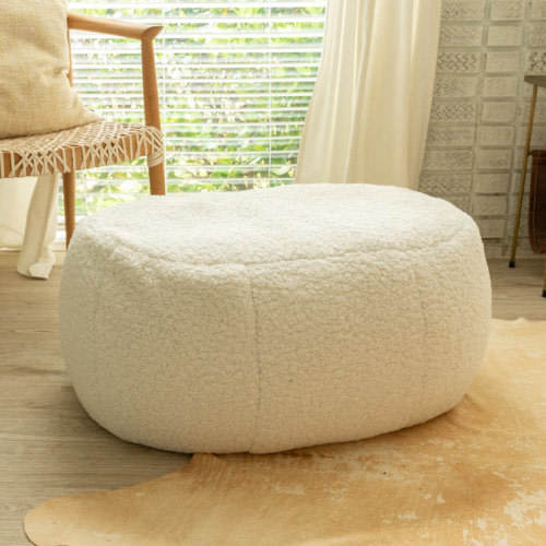 Ellis Ottoman Shearling Faux-Lamb Plush Pouf for Modern Interior Design