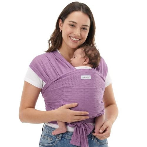 Momcozy Baby Carrier AirMesh - The Perfect Summer Water Sling for Newborns to Toddler 8-33 lbs - Cooling, Breathable and Lightweight Baby Wrap, Nice for Summer, Pool, Beach, Swimming, Lavender Mist