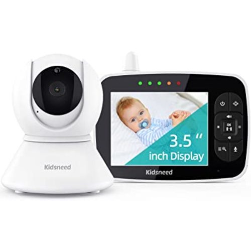 Kidsneed Video Baby Monitor with Camera and Audio, Remote Control Pan& Tilt &Zoom Camera, Two-Way Audio, 720p Night Vision, VOX Mode,Temperature Monitoring, Lullabies, 960ft Long Range, 3.5 Inch