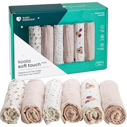 KOALA BABYCARE - Baby Cotton Muslins 30x30 - Pack of 6 - Cotton Muslins for Newborns Babies : Amazon.es: Baby Products